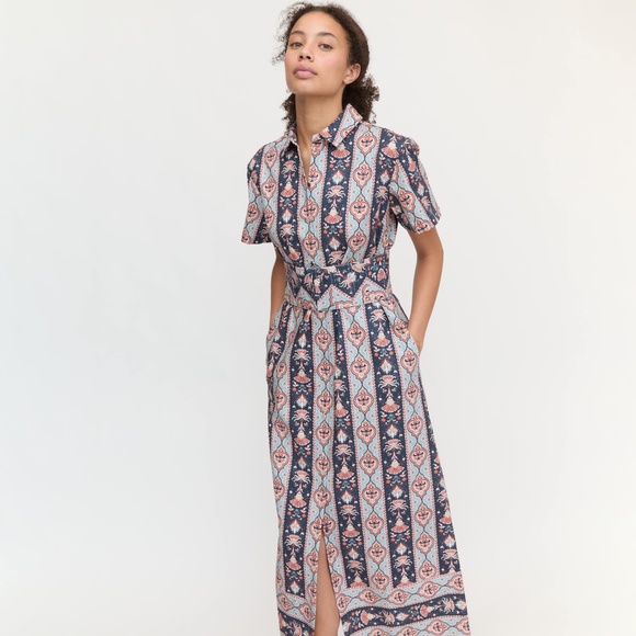 Hill House Home The Carolina Shirt Dress - Navy Emma Stripe Size L - Brand New - Picture 2 of 3